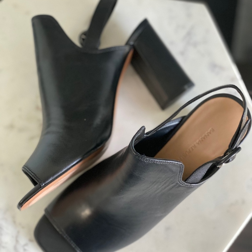 Banana Republic Black Leather Peep Toe Boots